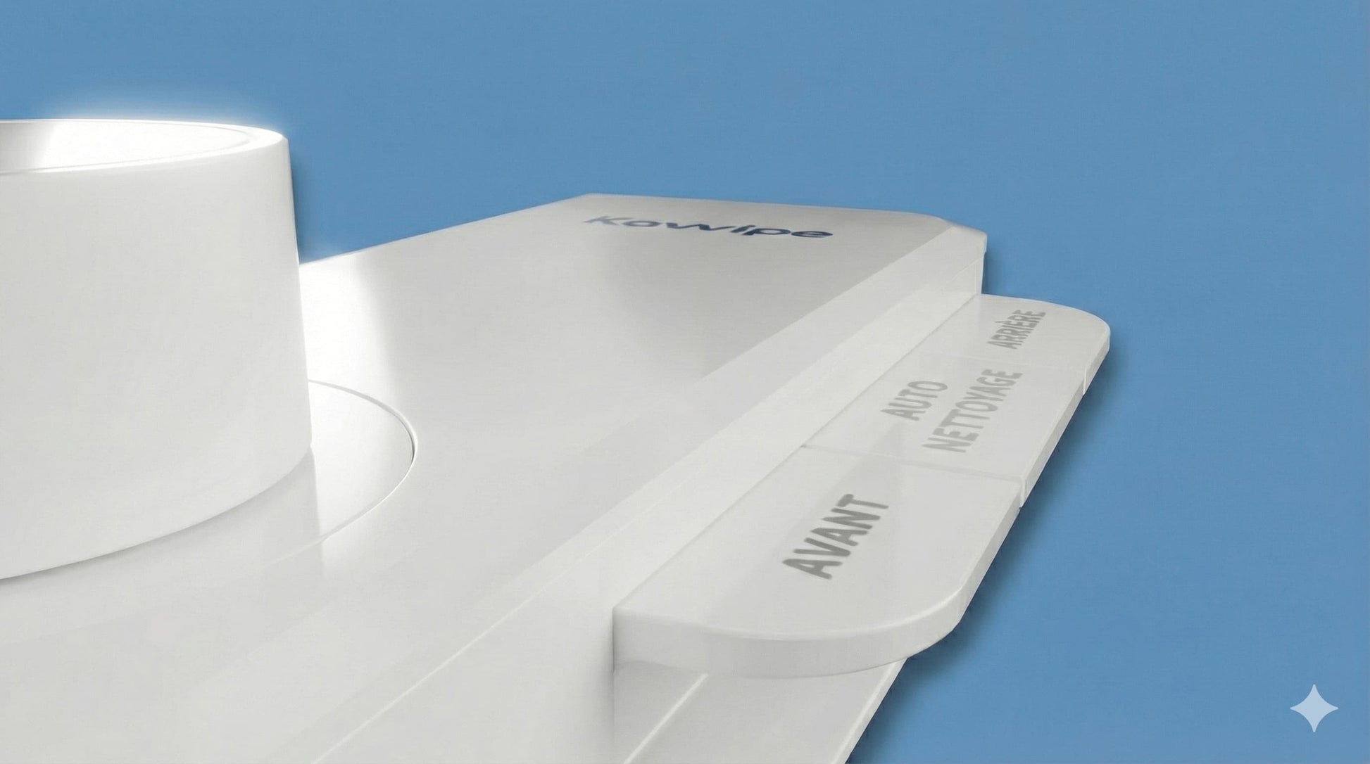 Gros plan molette réglage pression eau sur bidet mécanique Kawipe